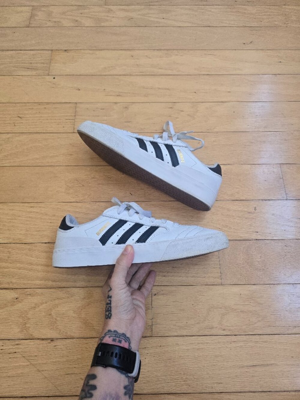 adidas | Busenitz Vulc II White Black Leather Skater Sneakers | Mens 8